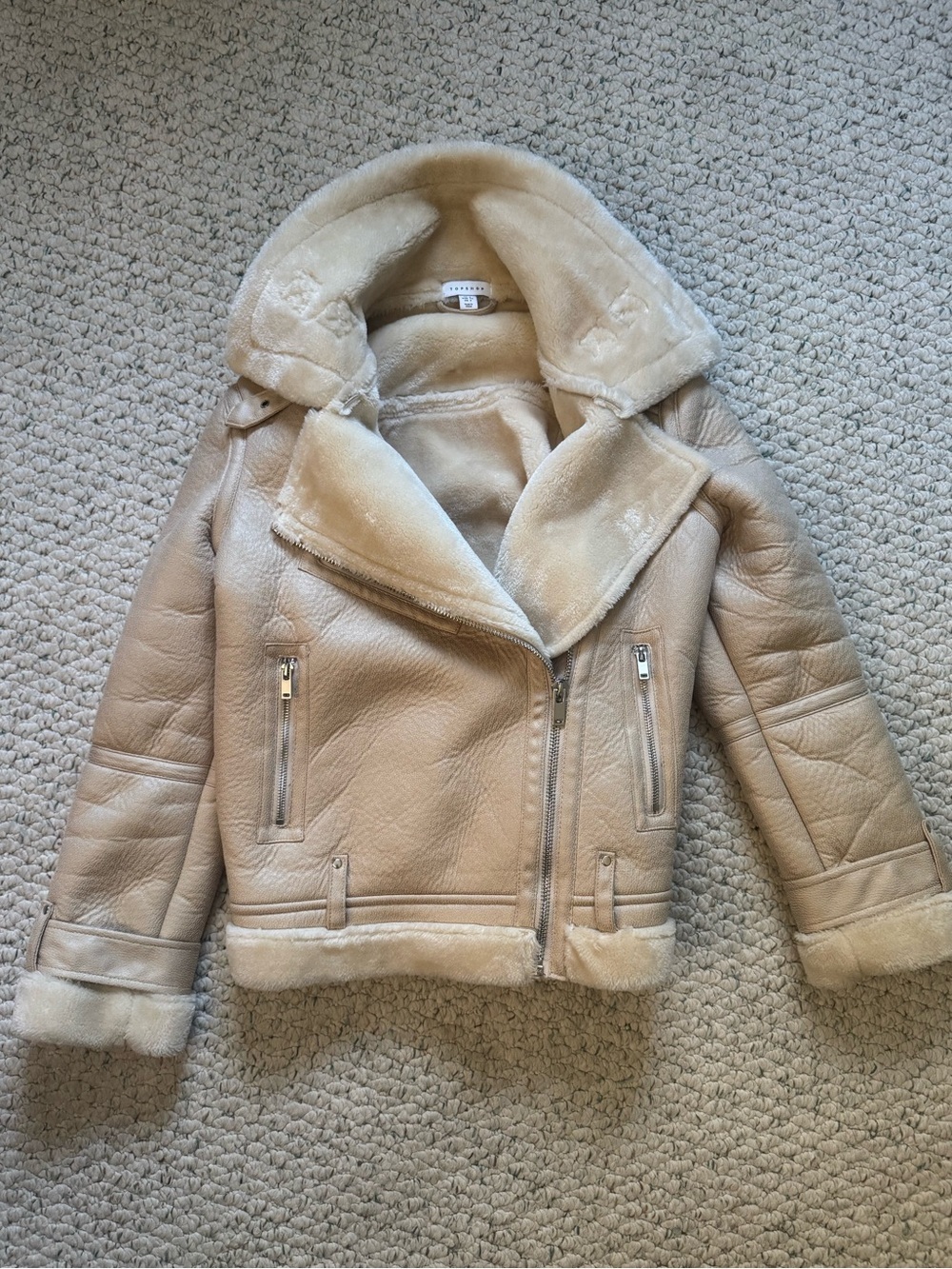 Topshop Shearling Biker Jacket